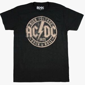 NWT AC/DC Unisex Black Short Sleeve Graphic Tee Shirt Vintage Look 1976- Size 2X